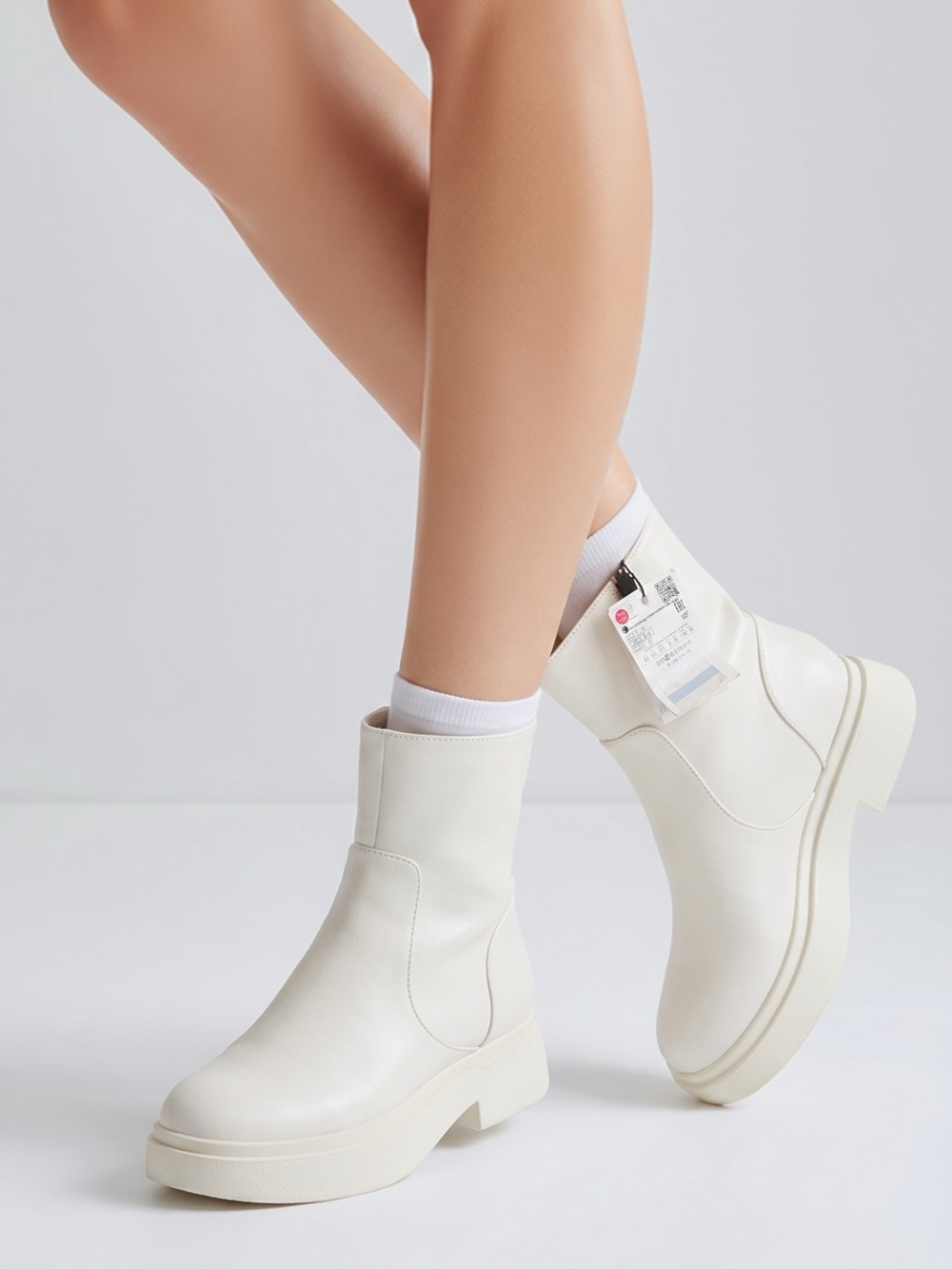 NWT ZARA White Platform Ankle Boots sz 6.5